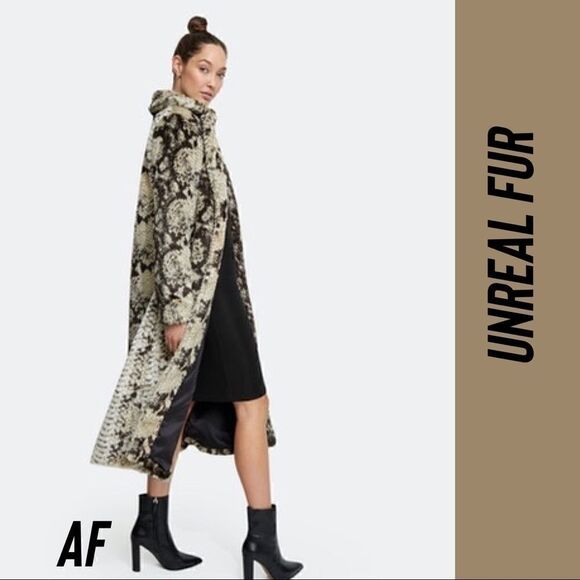 UNREAL FUR FOR FREE PEOPLE MADAM GRACE COAT SNAKE NWT NEW - Picture 4 of 15